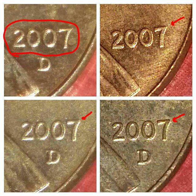 2007-D-Cent-Lincoln-Pointed-7-And-Blunt-7-Remarck
